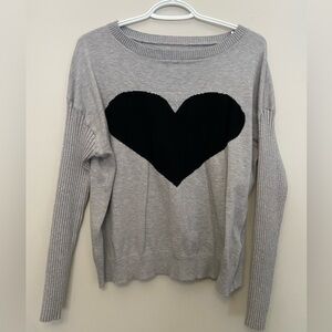 Grey Boxy Fit Sweater with Heart